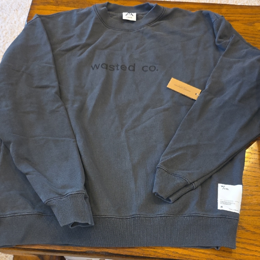 Wasted Co. Women's Charcoal Black Sweatshirt Sz Large NWT